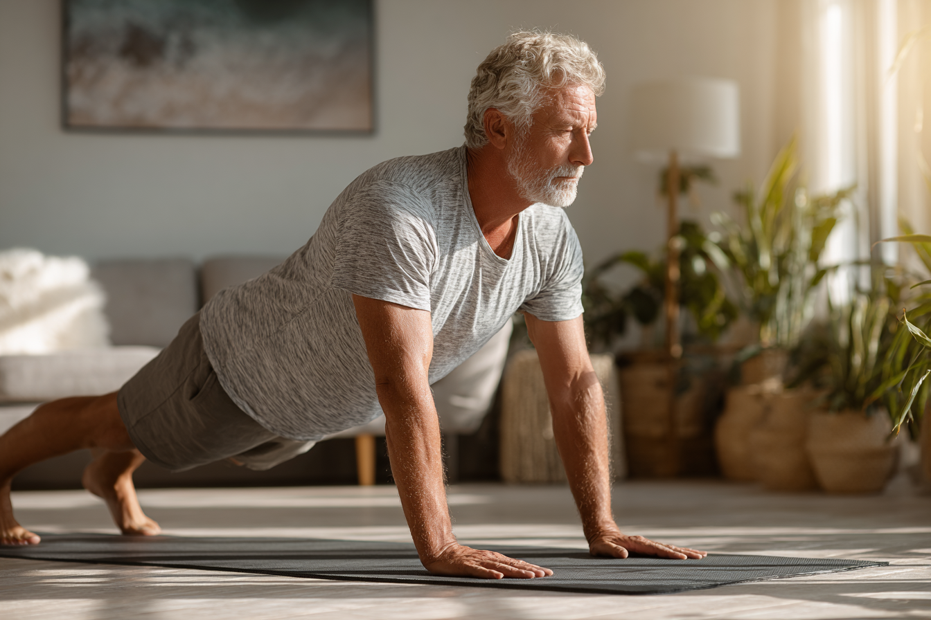 Група людей практикує йогу на природі